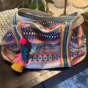 Colorful woven tote bag